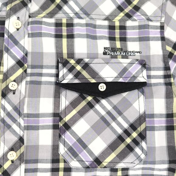 Most Official Seven MO7 Mens Checkered Button Down Short Sleeve Shirt - Size L - Picture 6 of 12